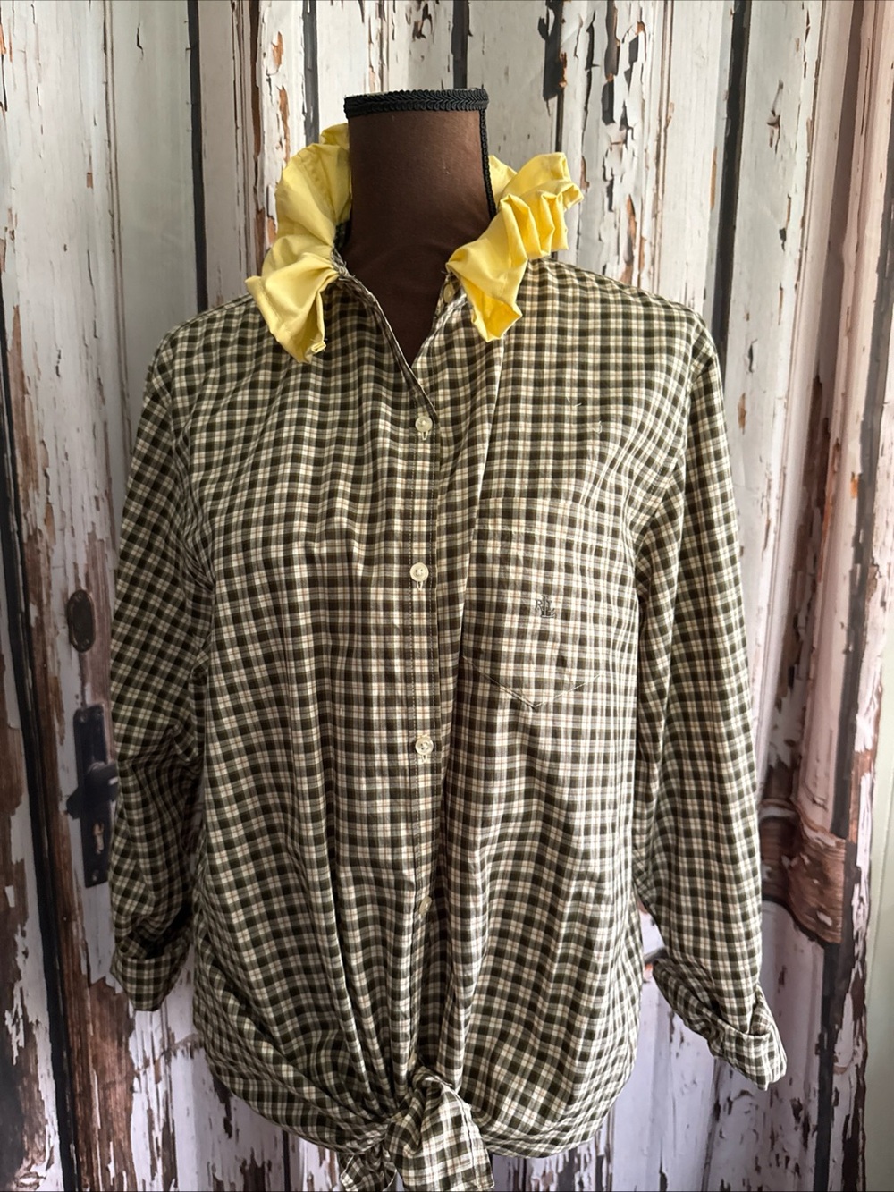 Reworked upcycled ruffle Lauren Ralph Lauren xl button down shirt